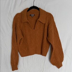 Steve Madden Women's V-Neck Cable Knit Sweater - Brown